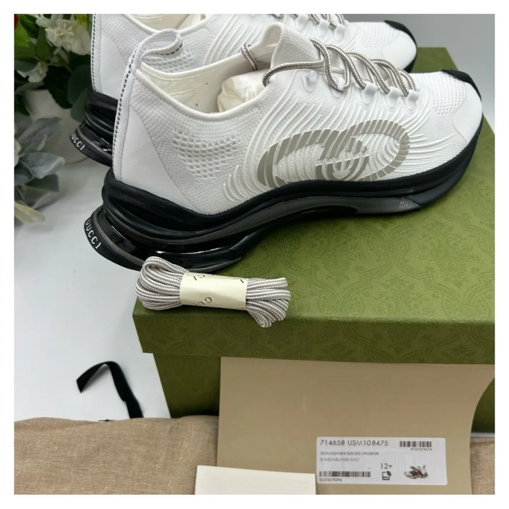 Gucci run white/gray/black sneakers size 12.5 made in Italy